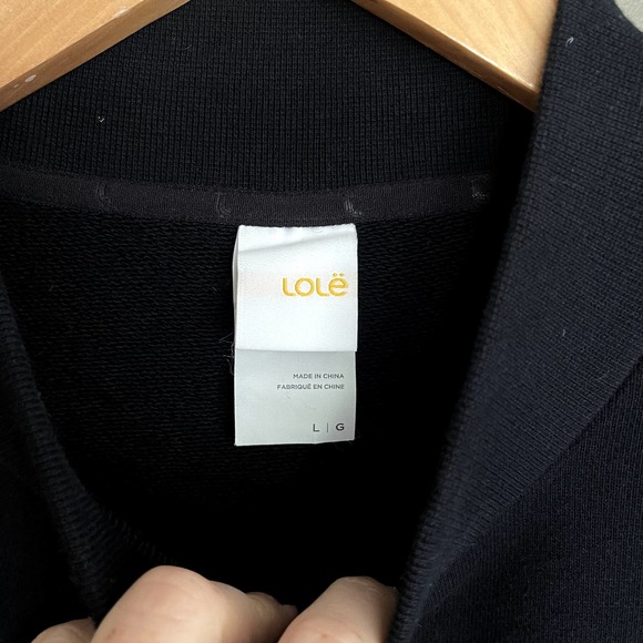 Lole Agda Short Sleeve Tee Black Size Large Sweatshirt Terry Material Athleisure - Picture 14 of 16